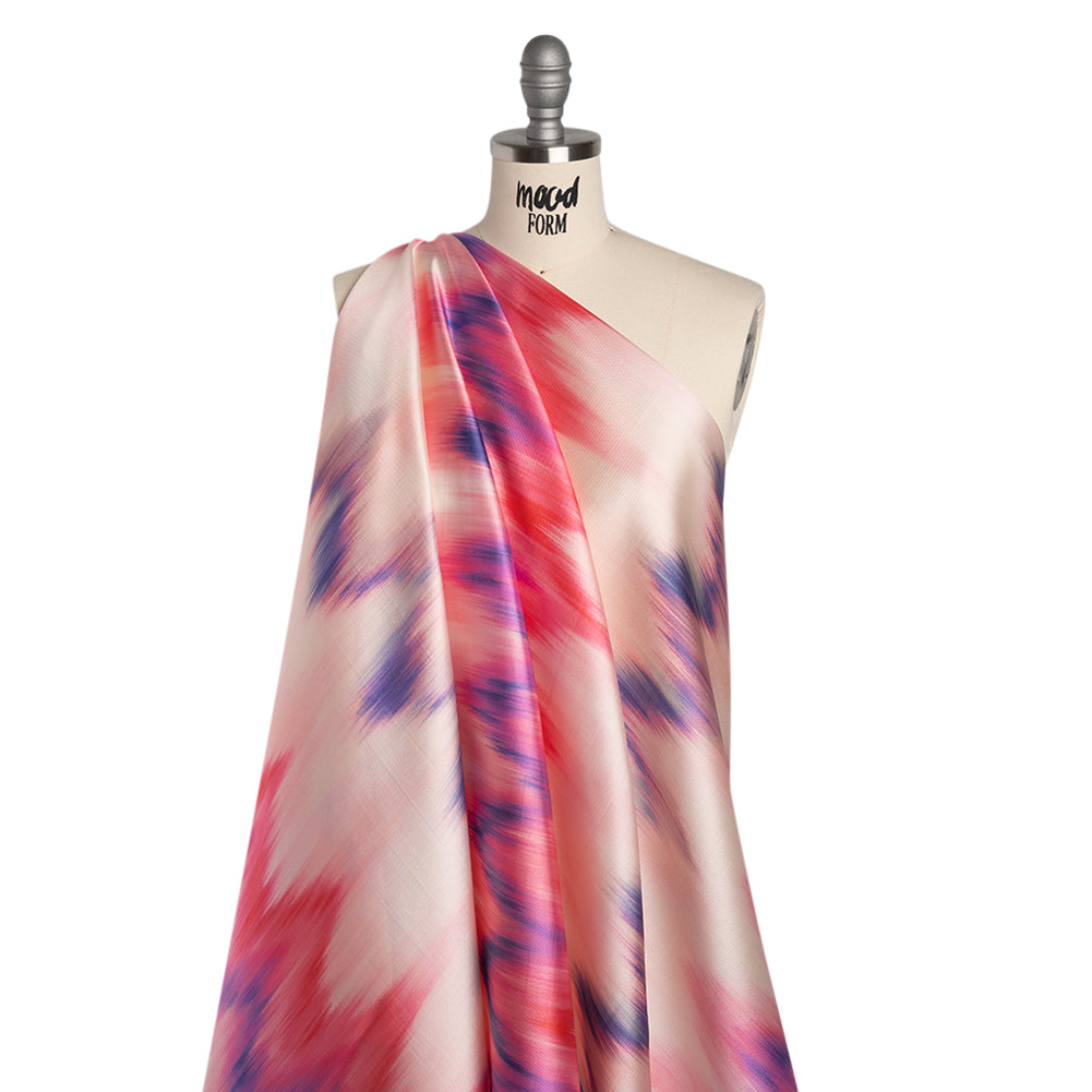 Polyester Mikado - Pink, Purple and Peach Ikat Zig Zag Stripes - Mood Exclusive High Horizons Print - Joann Fabrics