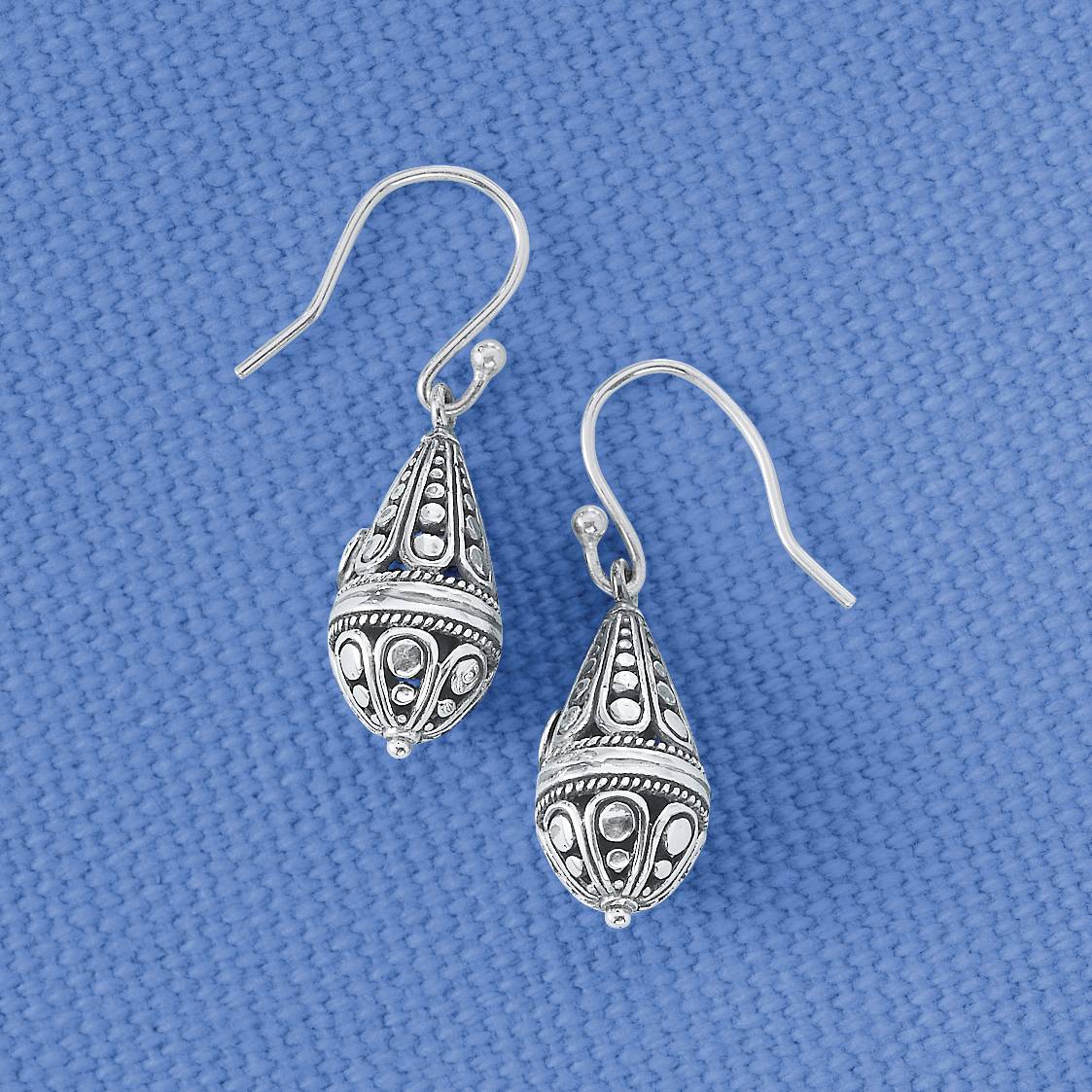 Sterling Silver Filigree Drop Earrings, French Hooks, Gift Boxed - Northstyle Catalog