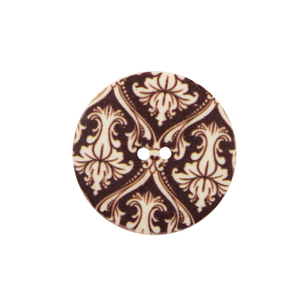 Italian Carafe Brown Damask Printed Button - 36L/23mm - Joann Fabrics