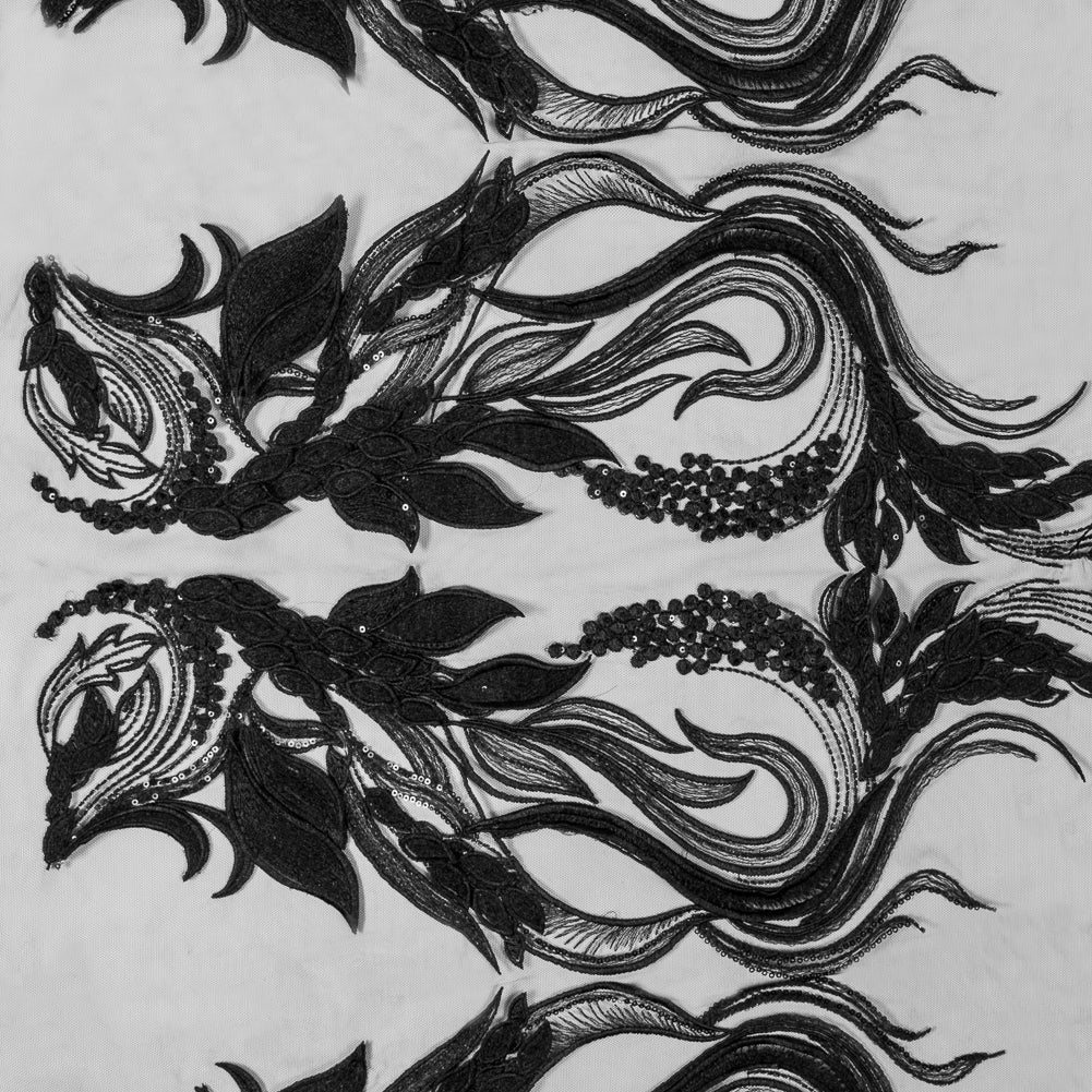Black Floral Embroidered Lace Panel - Joann Fabrics