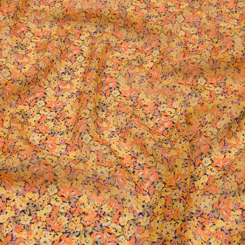 Viscose Georgette - Yellow and Orange Floral - Titania's Dream Print - Mood Exclusive Secret Garden Collection - Joann Fabrics