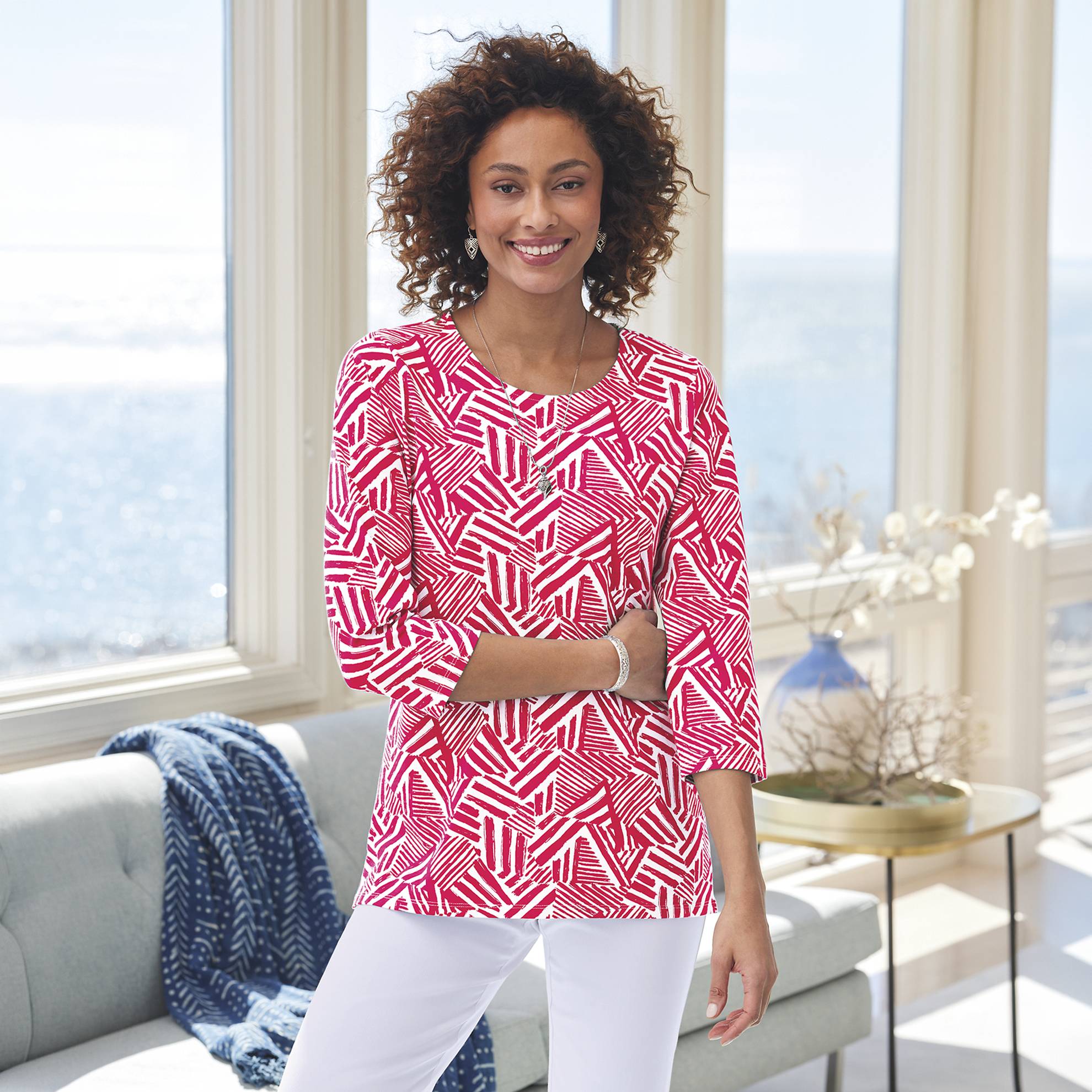 Abstract Geometric Print Top - Northstyle Catalog