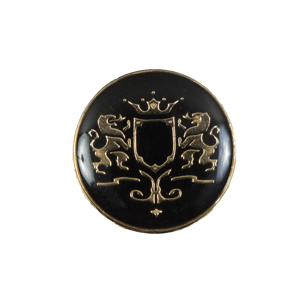Italian Black and Gold Metal Crest Shank Back Button - 36L/23mm - Joann Fabrics