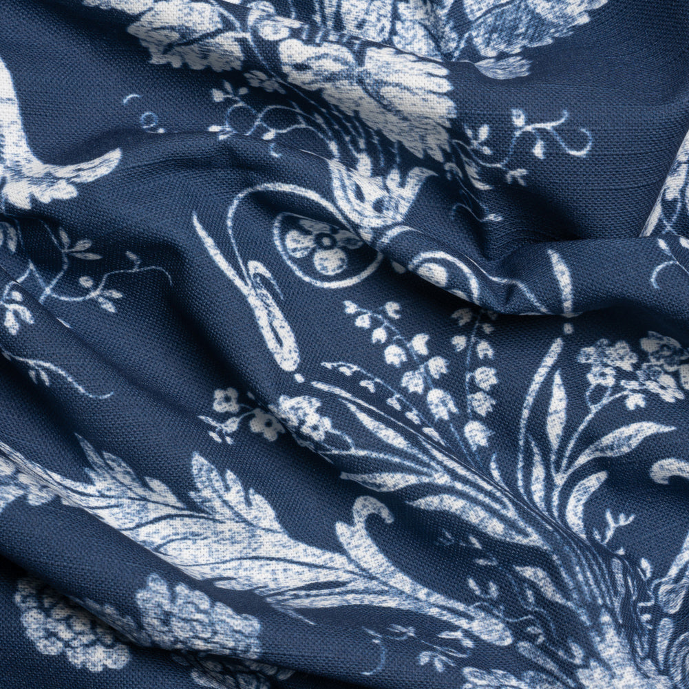 Cotton Canvas Print - Midnight Scrolls and Leaves - British Imported - Joann Fabrics