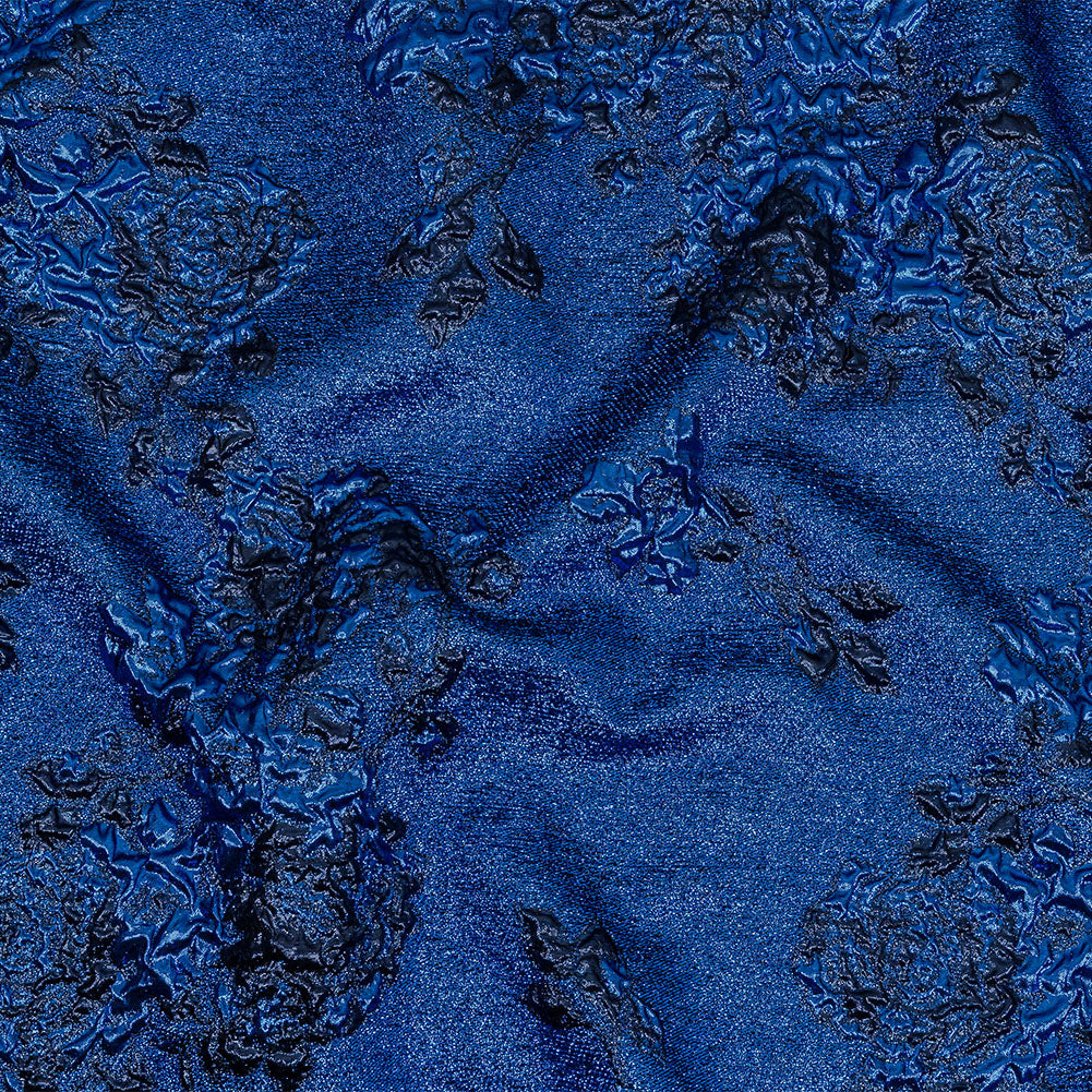 Metallic Cobalt and Navy Floral Luxury Brocade - Joann Fabrics