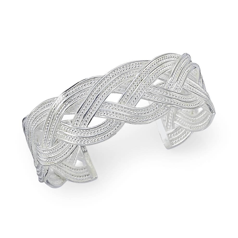 Sterling Silver Cuff Bracelet with Braid Detailing, Gift Boxed - Northstyle Catalog