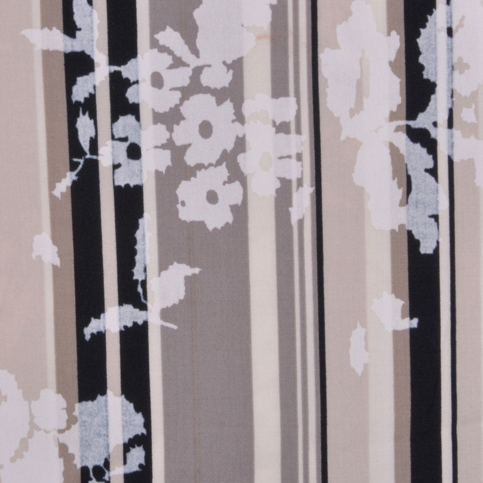 Beige and Black Striped Cotton With a Floral Print - Joann Fabrics
