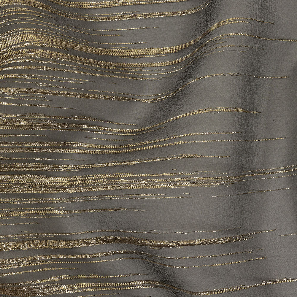 Metallic Gold and Black Lines Luxury Organza Brocade - Joann Fabrics