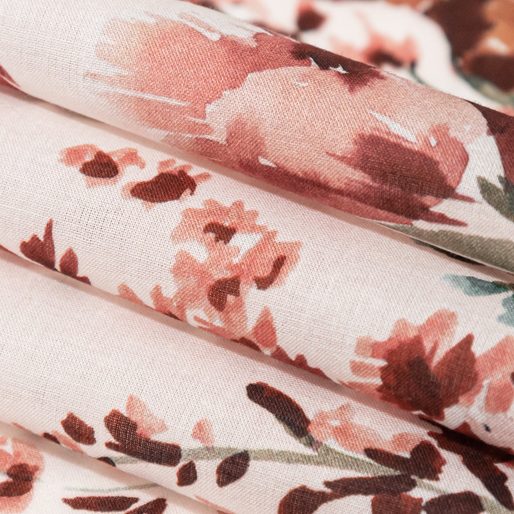 Cotton Voile - Pink and Blue Floral Border - Floral Fantasia Print - Mood Exclusive Serengeti Collection - Joann Fabrics