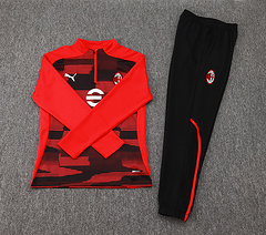 2024/2025 AC Milan Half-Pull Training Suit Red-Black Football Shirt 1:1 Thai Quality Set