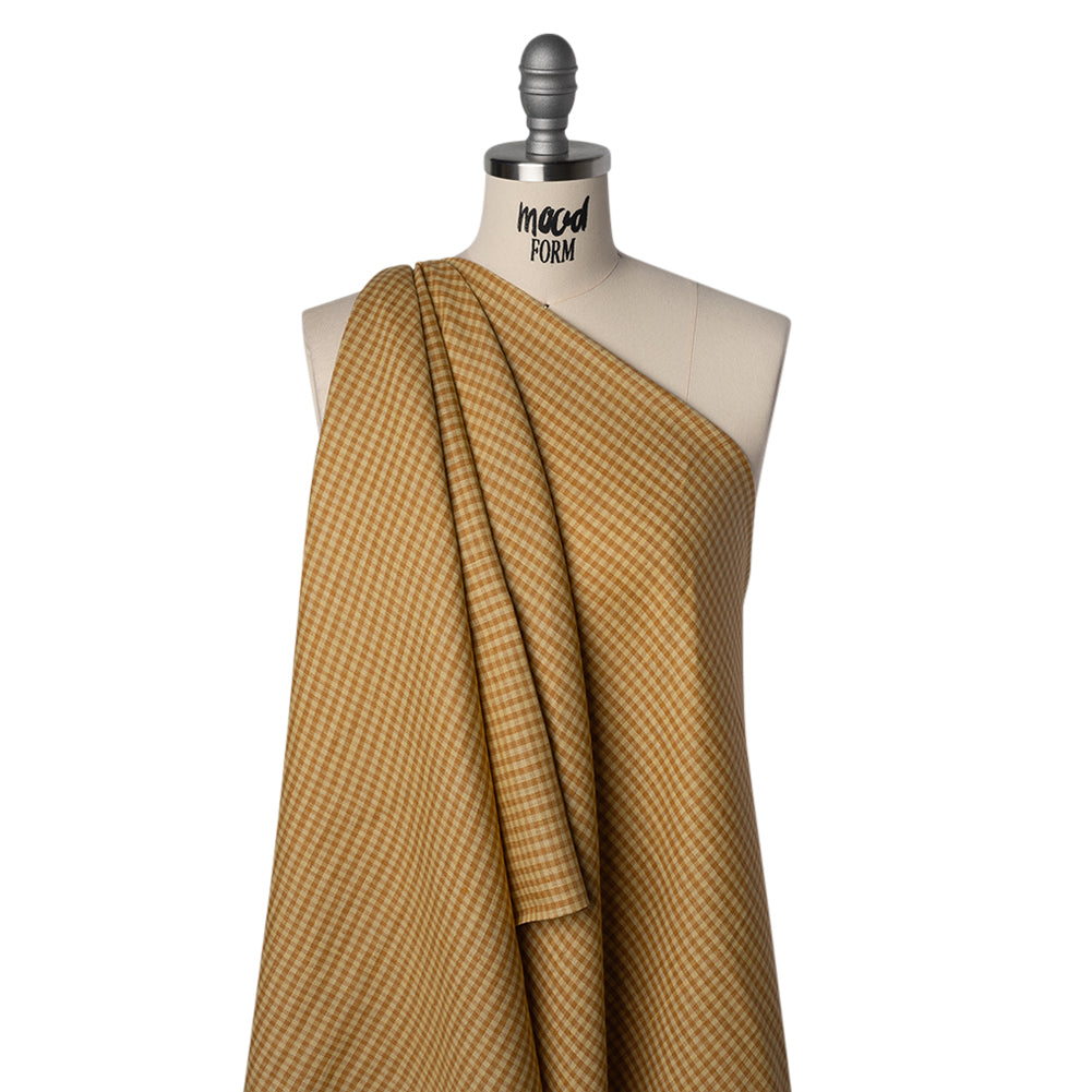 Medium Weight Linen Woven - Yellow Ochre and Banana Gingham Check - Joann Fabrics