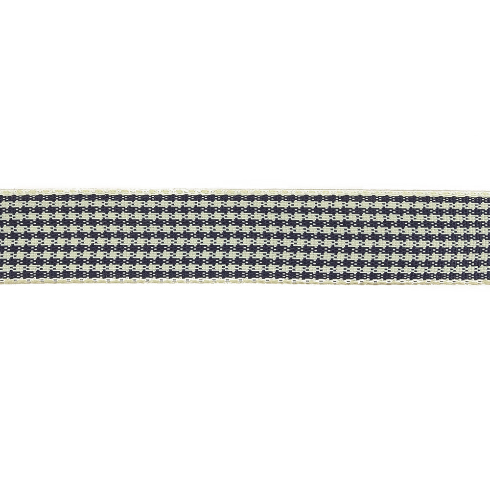 Deep Cobalt and Marshmallow Houndstooth Check Woven Ribbon - 0.625
