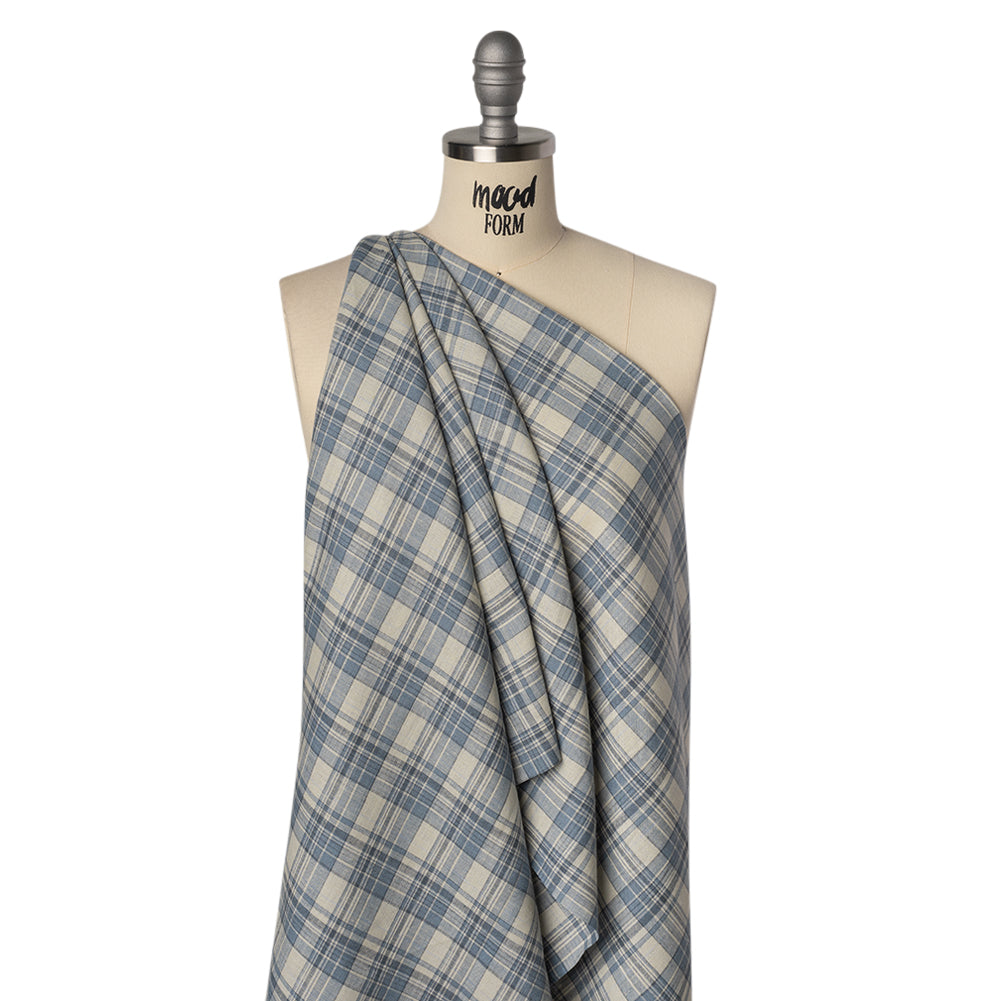 Medium Weight Linen Woven - Country Blue and Cream Plaid - Joann Fabrics