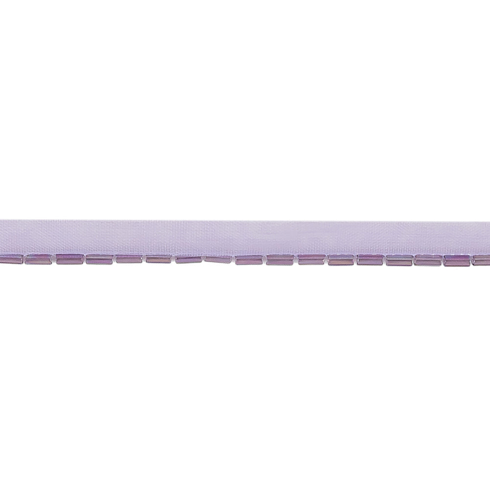 Vintage Amethyst Bugle Beads on Lilac Trimming - 0.375