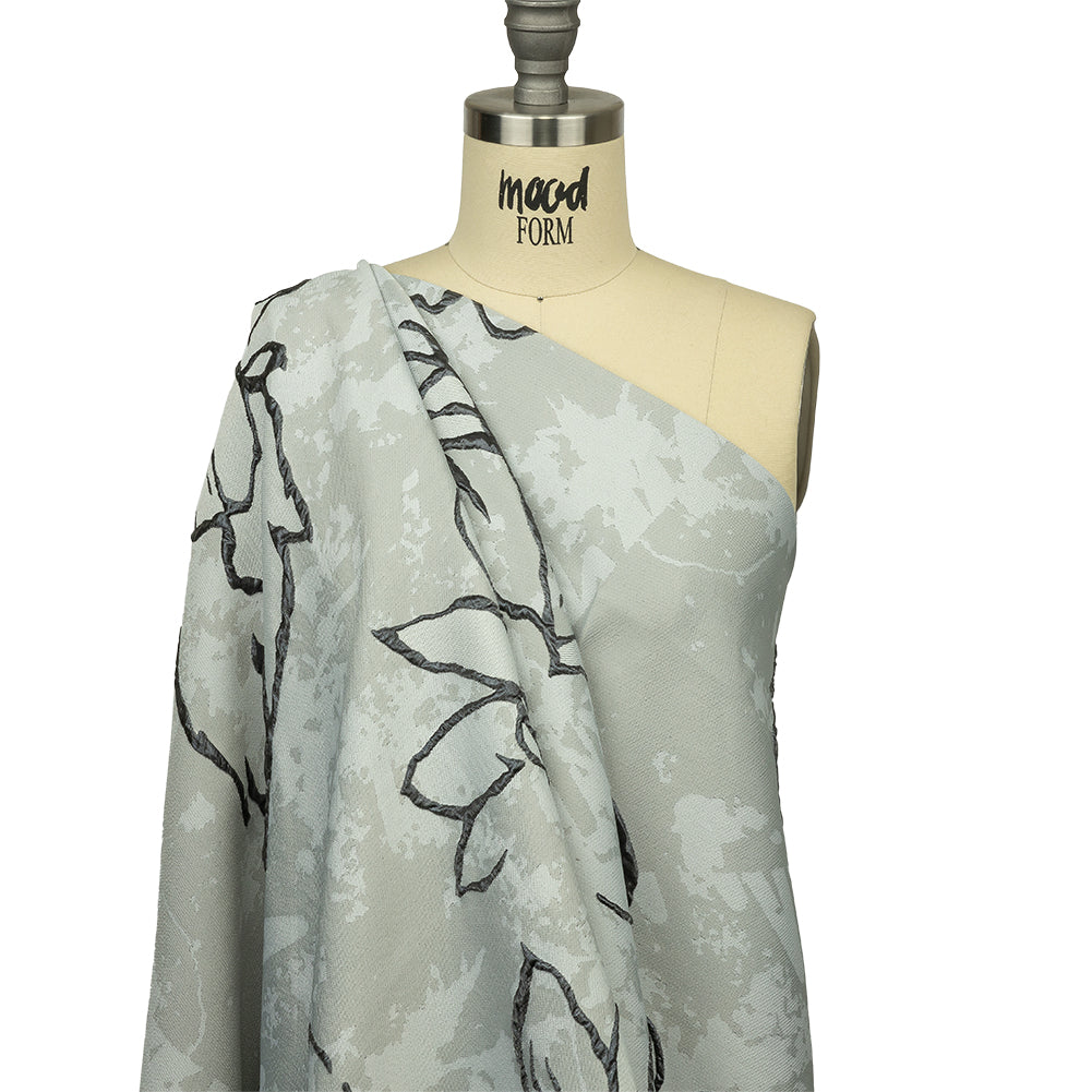 Metallic Gunmetal and Light Gray Mottled Floral Outlines Luxury Brocade - Joann Fabrics