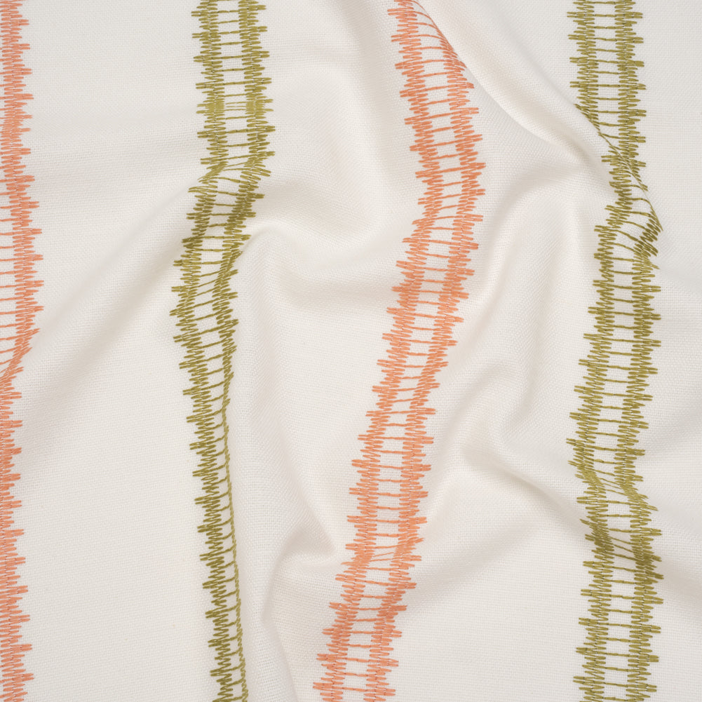 Embroidered Recycled Polyester and Cotton Woven - Blush Pink Zig Zag Ladder Stripes - British Imported - Joann Fabrics