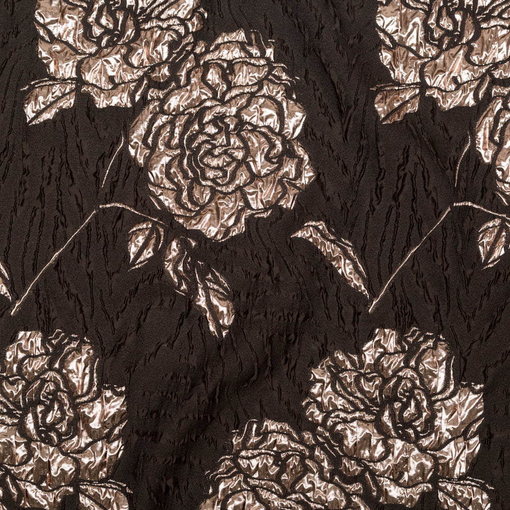 Metallic Rose Gold and Black Rosy Luxury Brocade - Joann Fabrics