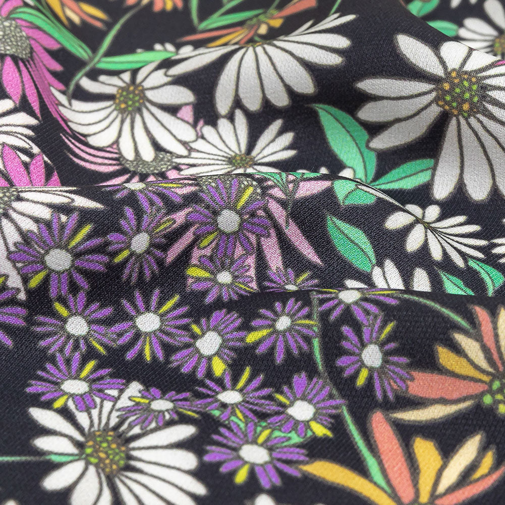 Fluid Polyester Twill Print - Green, Pink and Purple Floral - Mood Exclusive Daisy Destination - Joann Fabrics