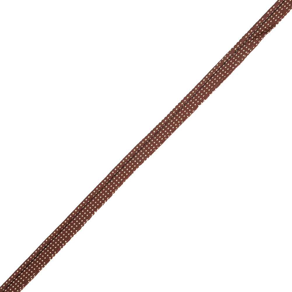 Walnut and Antique White Polka Dots Silk Crepe Piping with Lip - 0.375