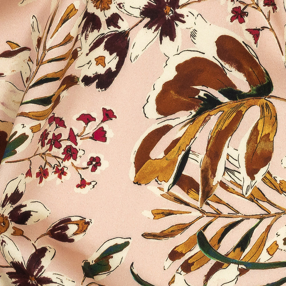 Stretch Cotton Sateen - Pink Floral - Primavera Print - Mood Exclusive Viso Collection - Joann Fabrics