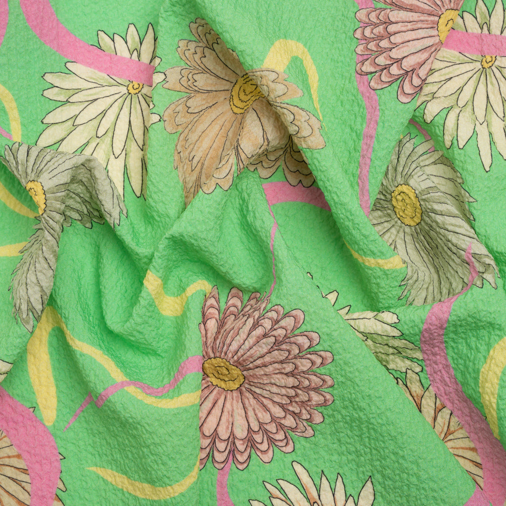 Mood Exclusive Green Goodness Gardens Stretch Polyester Seersucker - Joann Fabrics
