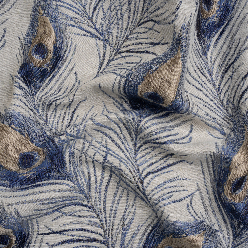 Indigo Peacock Feathers Upholstery Jacquard - Joann Fabrics