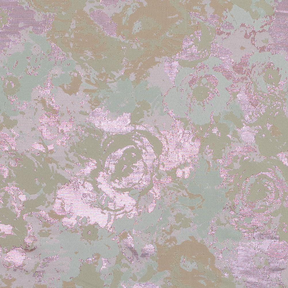 Beige, Pista Green and Metallic Pink Abstract Jacquard - Joann Fabrics