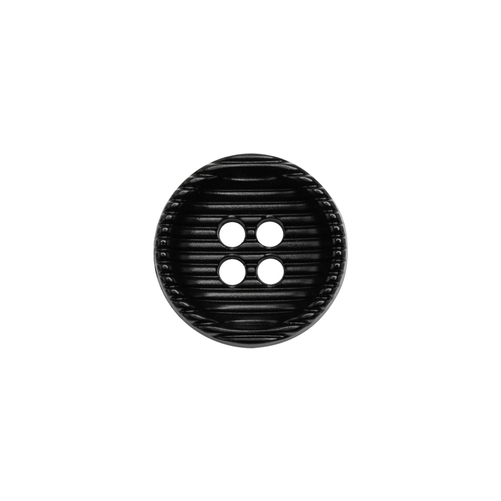 Plastic 4 Hole Button - Ribbed Black Bowl Shaped - 24L/15mm - Joann Fabrics