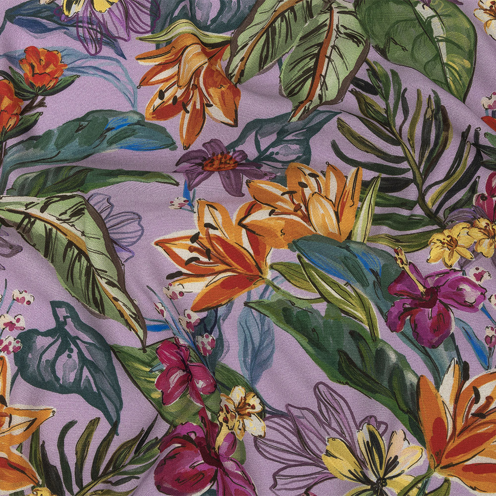 Sustainable Viscose Woven Print - Lavender and Multicolor Floral - Mood Exclusive Flowering Fantasy - Joann Fabrics