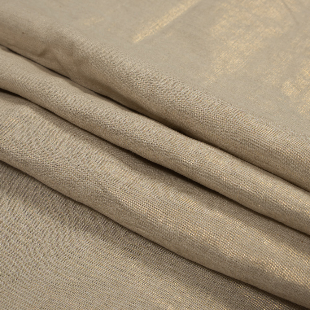 Medium Weight Linen Woven with Metallic Foiling - Oatmeal and Gold - Bianca Collection - Joann Fabrics