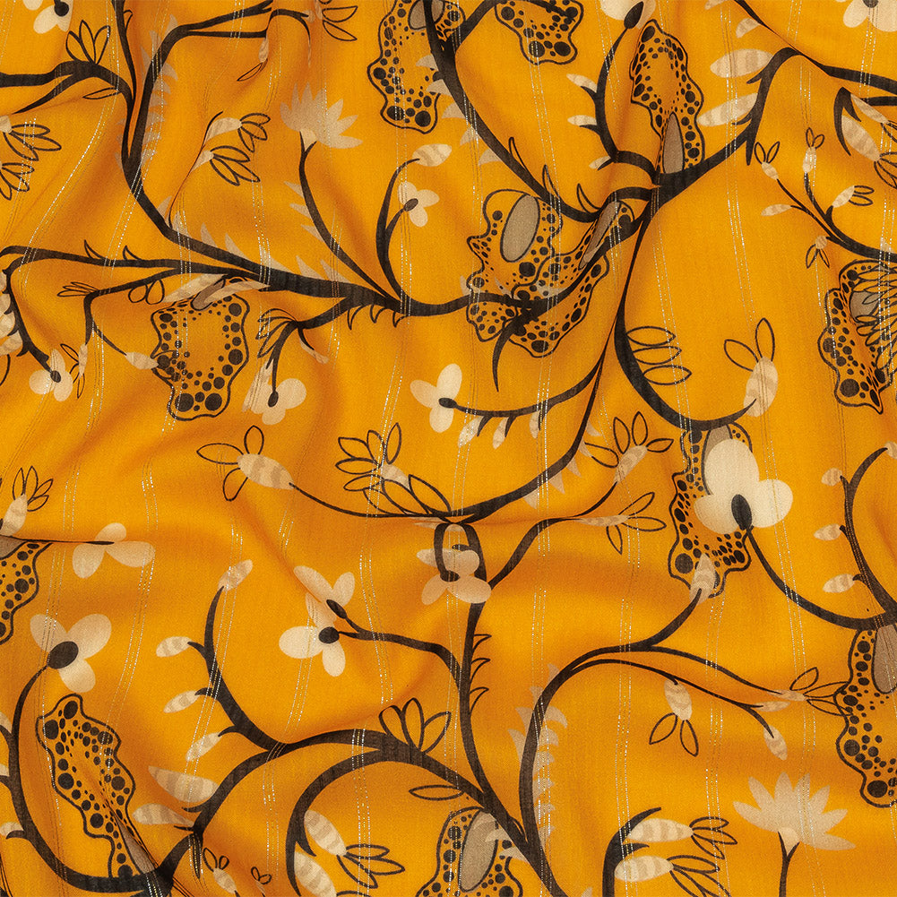 Mood Exclusive Artisan's Gold Amoeba Metallic Pinstriped Viscose Dobby - Joann Fabrics