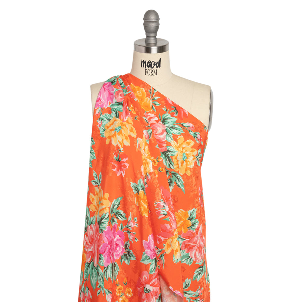 Floral Viscose Jacquard Print - Orange Floral - Mood Exclusive Downright Dalloway - Joann Fabrics
