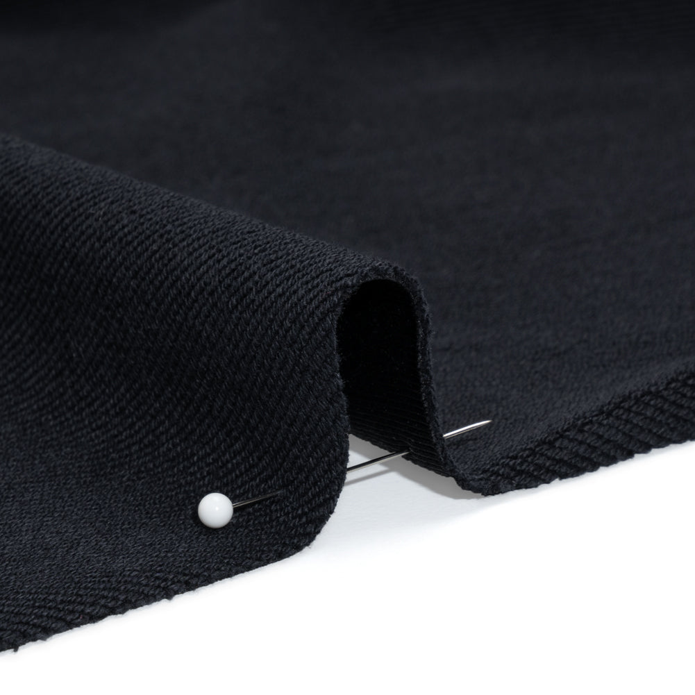 Stretch Cotton and Nylon Twill French Terry Knit - Black and Midnight - Joann Fabrics