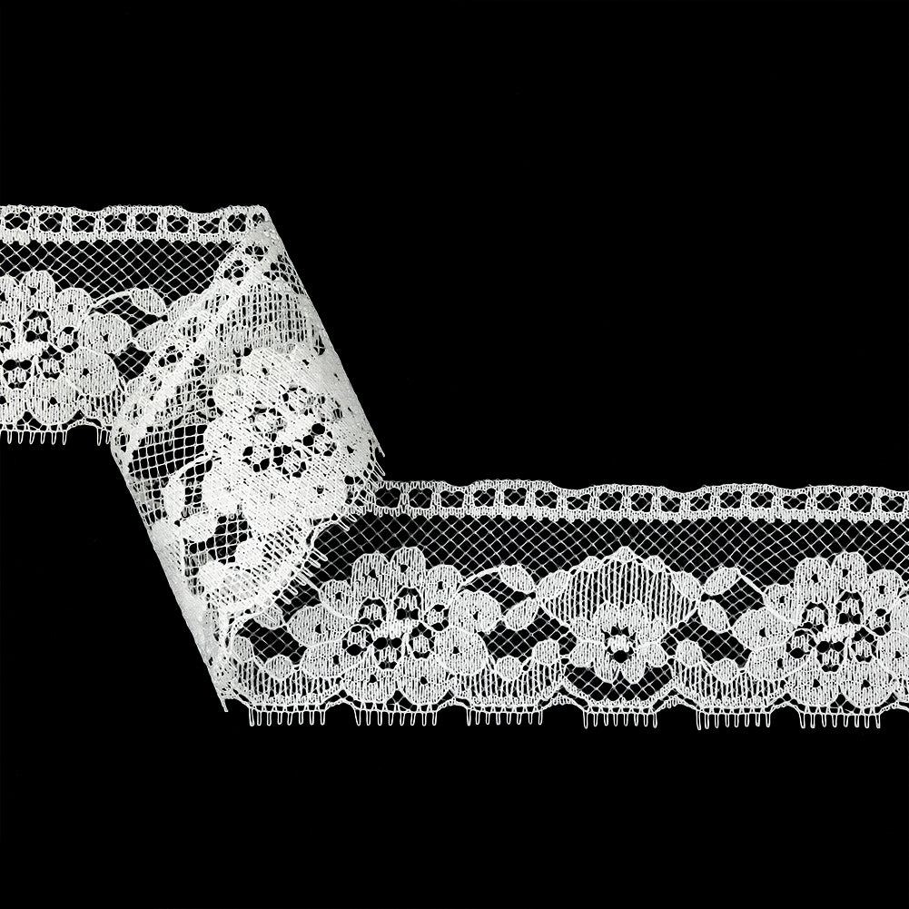 White Floral Raschel Lace Trim - 2.25