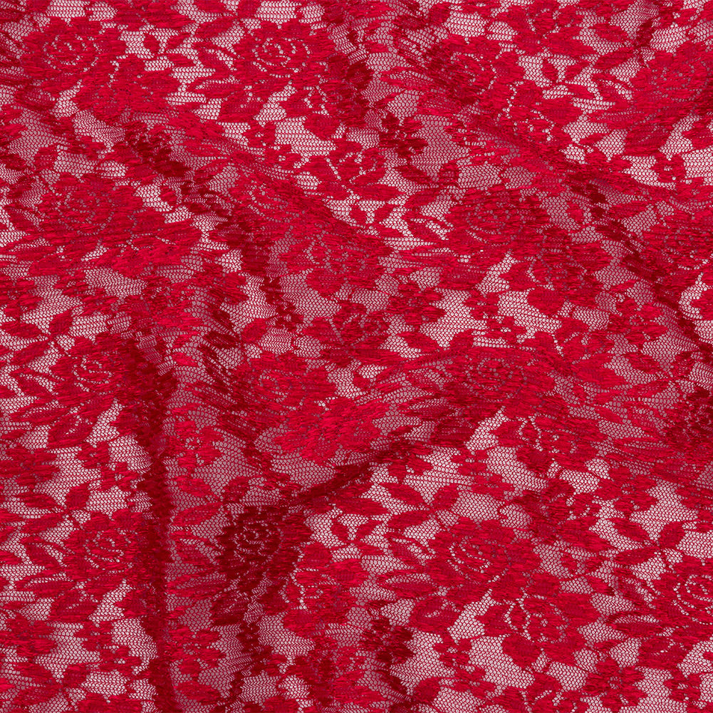 Red Floral Pleated Embroidered Lace with Scalloped Edges - Joann Fabrics