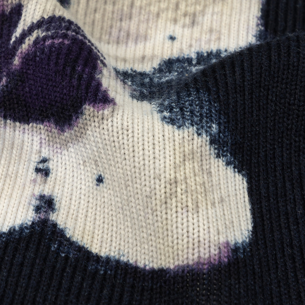 Navy, White and Purple Floral Stretch Polyester Sweater Knit - Joann Fabrics