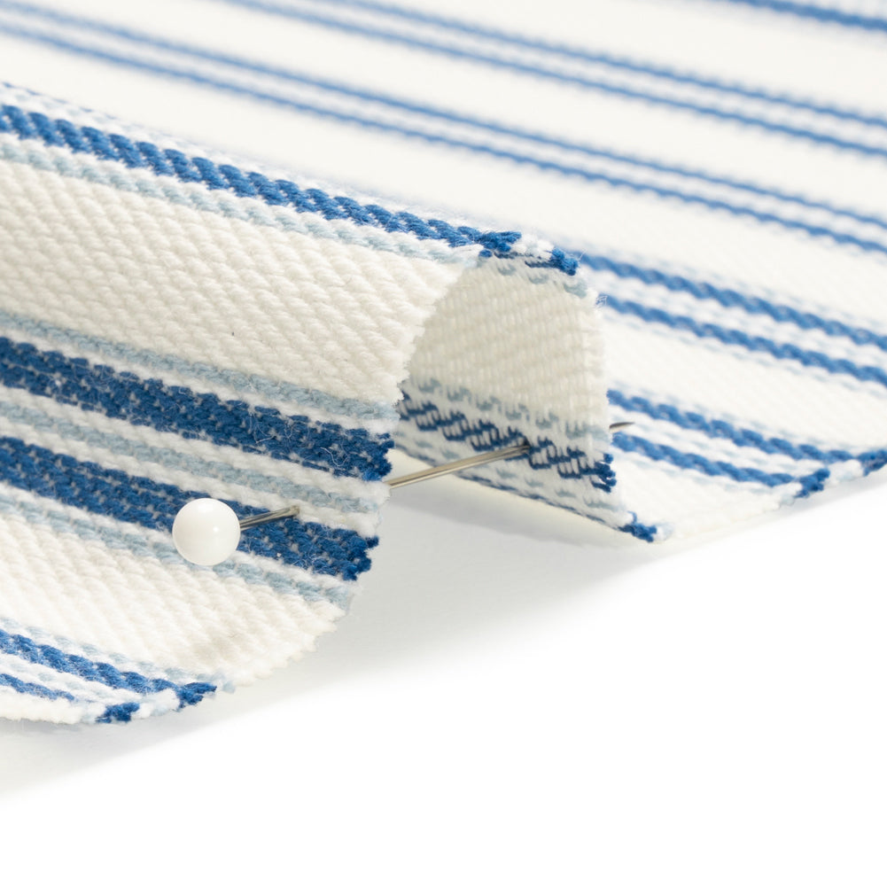 White, Summer Blue and Sky Blue Modern Ticking Stripes Cotton Twill - Joann Fabrics