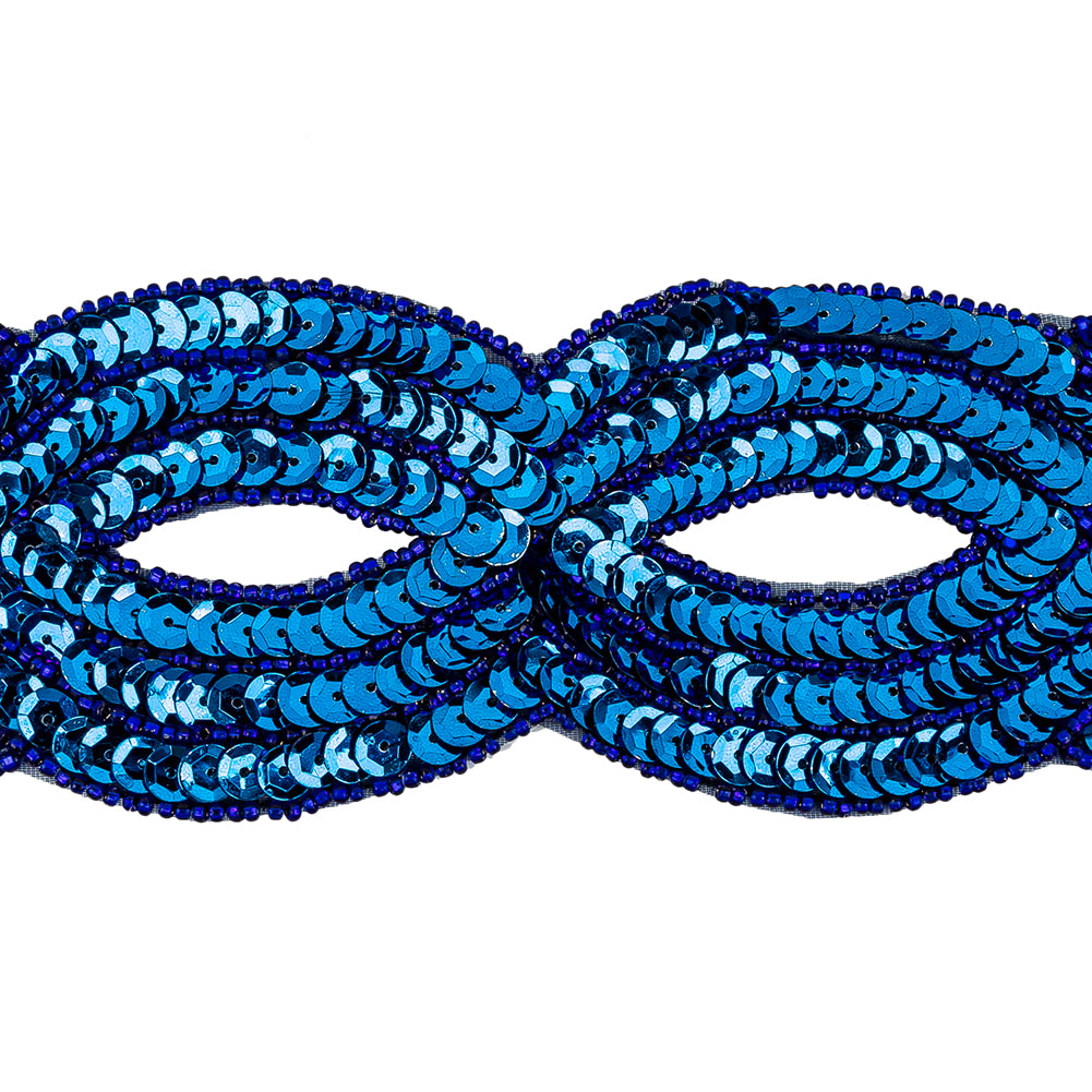 Vintage Royal Blue Sequins and Beaded Figure Eight Applique - 11