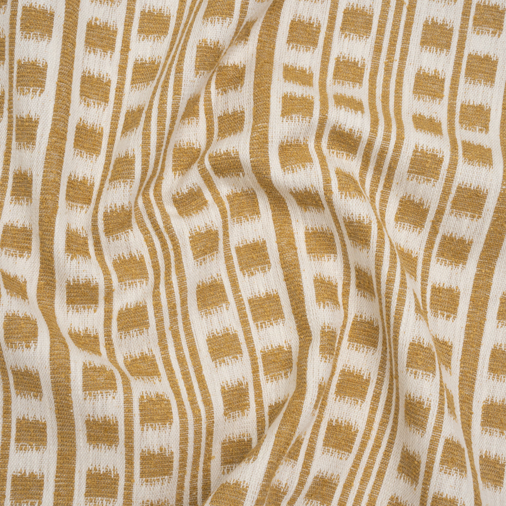 Polyester and Cotton Home Decor Jacquard - Sunflower Ikat Squares in Stripes - British Imported - Joann Fabrics