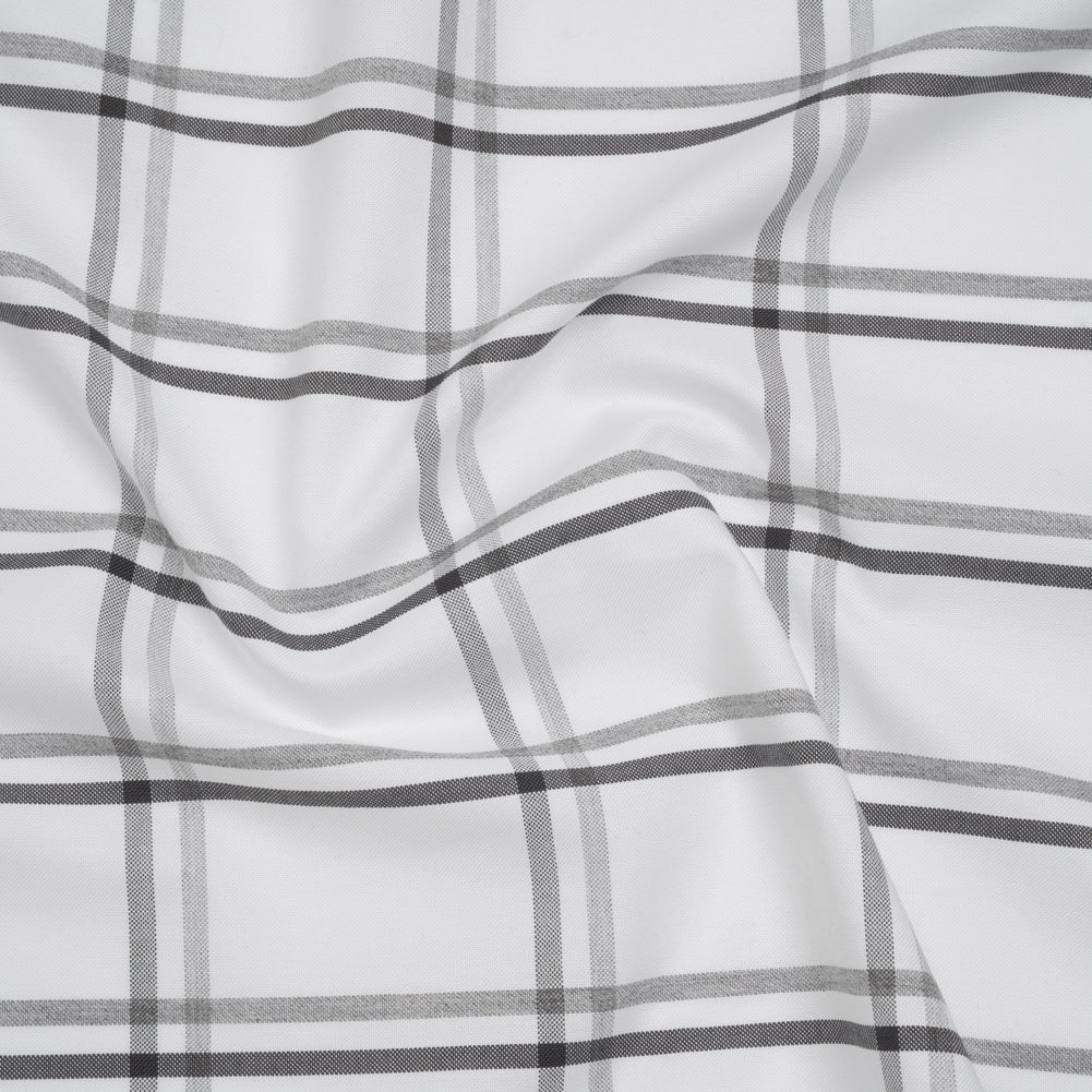 Cotton Oxford Shirting - Charcoal, Light Gray and White Plaid - Deadstock - Joann Fabrics
