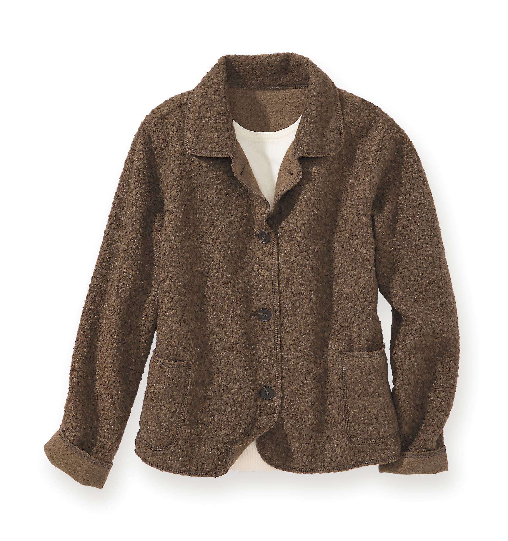 Bouclé Patch Pocket Jacket, Button Front - Northstyle Catalog