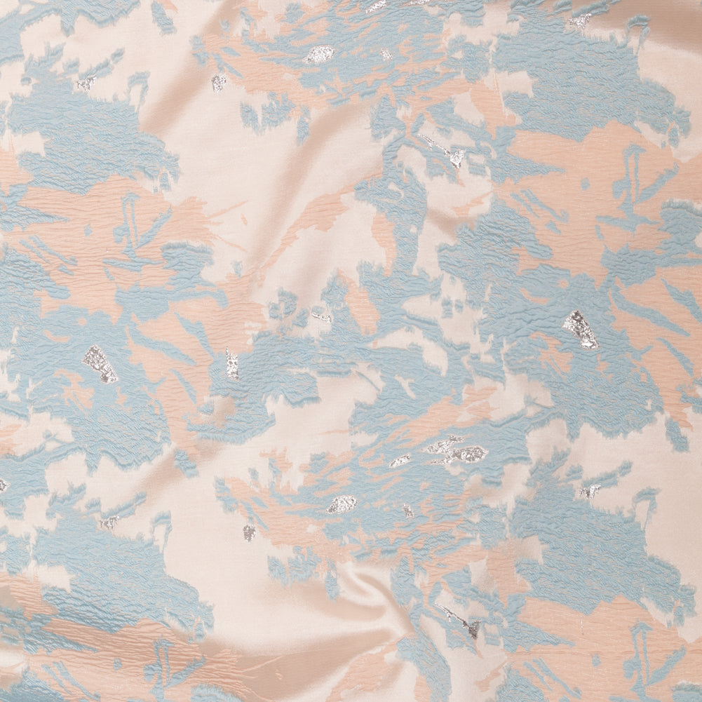 Pearl Blue, Cream Puff, and Metallic Silver Abstract Luxury Brocade - Joann Fabrics