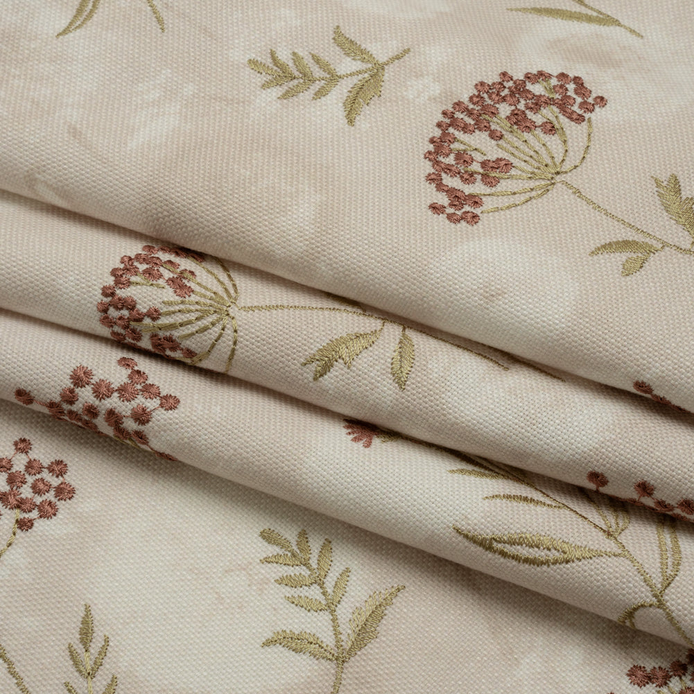 Cotton Canvas Print with Floral Embroidery - Vintage Tie Dye Spots - British Imported - Joann Fabrics