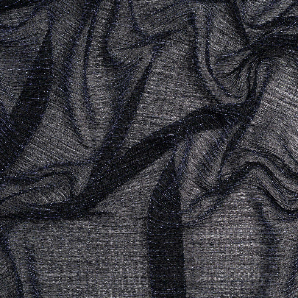 Metallic Sheer Polyester Knit Plisse - Navy Blue and Black - Designer Deadstock - Joann Fabrics