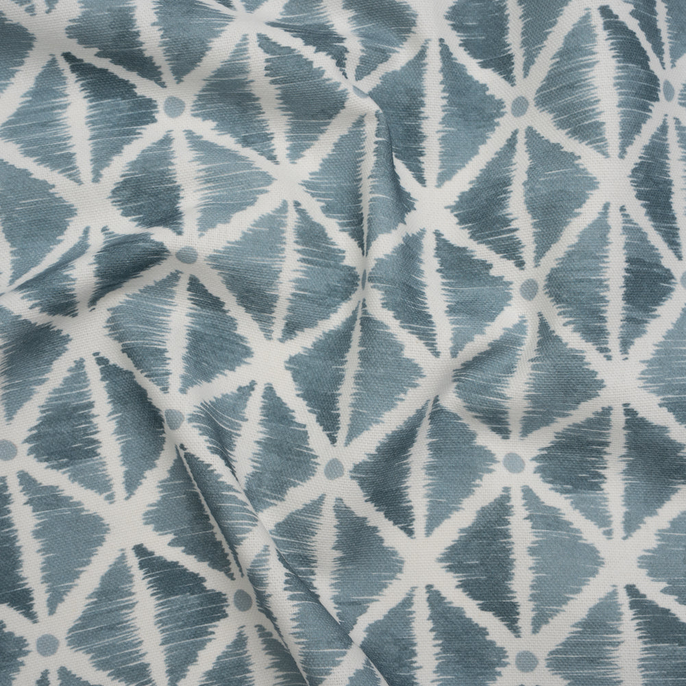 Brushed Cotton and Linen Canvas Print - Denim Sketched Lattice with Dots - British Imported - Joann Fabrics
