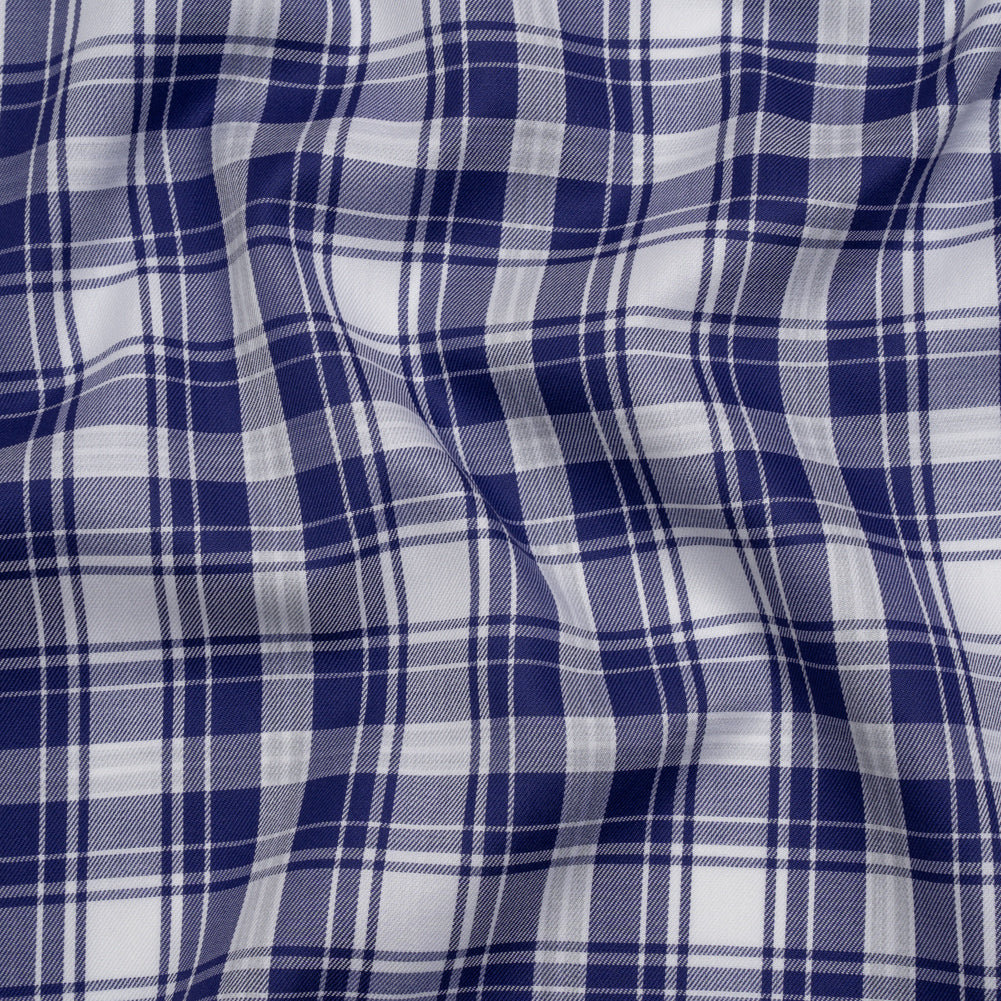 Cotton Twill Shirting - Cobalt Blue and White Plaid - Deadstock - Joann Fabrics