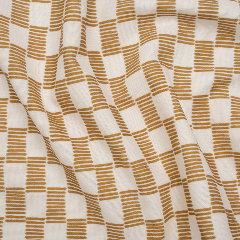 Brushed Cotton and Linen Canvas Print - Gold Painterly Striped Check - British Imported - Joann Fabrics