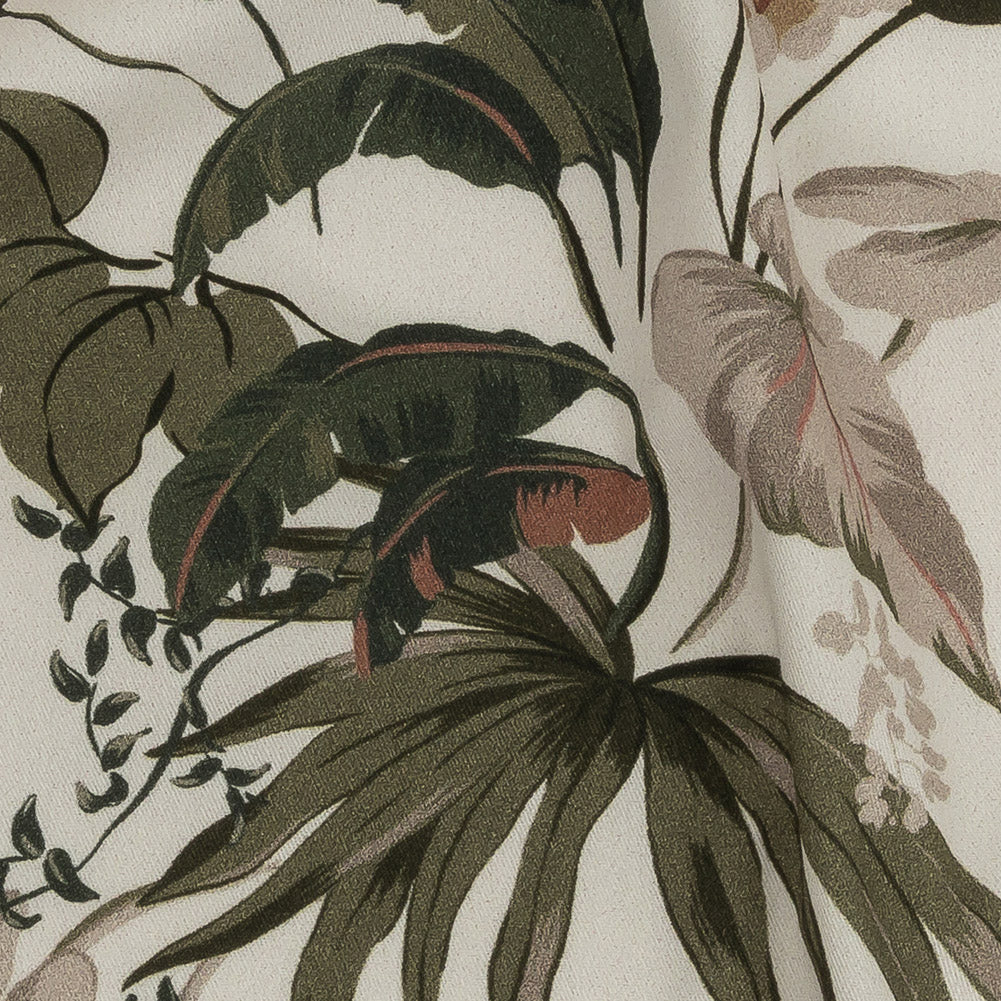 Mood Exclusive Ivory Leafy Greens Stretch Cotton Twill - Joann Fabrics
