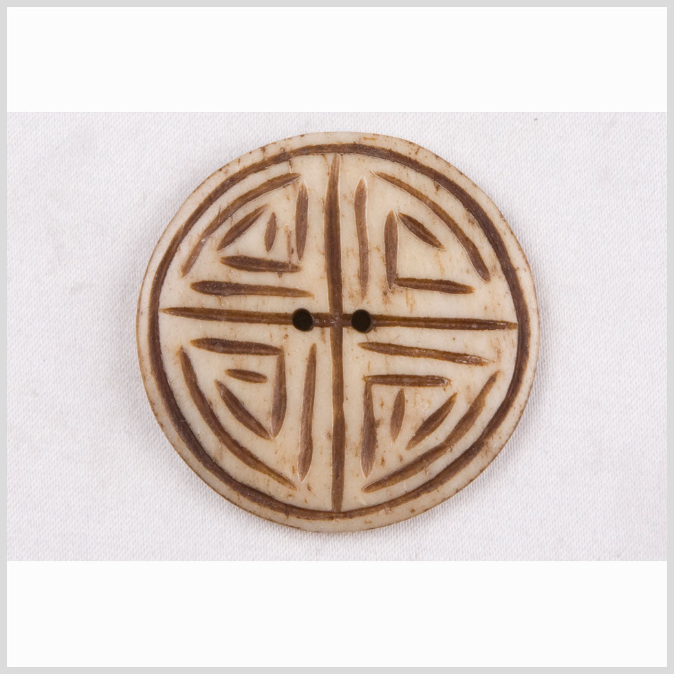 Natural Bone Primitive Pattern 2-Hole Button - 54L/34mm - Joann Fabrics