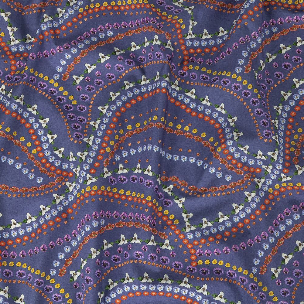 Mood Exclusive Danse des Fleurs Blue Cotton Poplin - Joann Fabrics